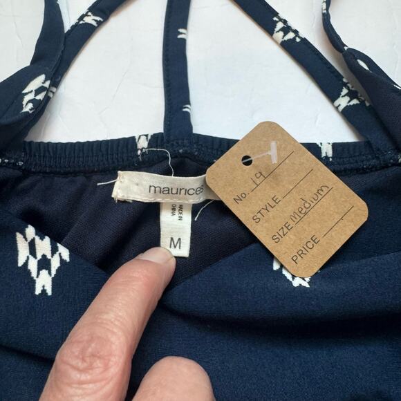 NWOT Maurices Women's Sleeveless Halter Dress‎ Strappy Navy Blue M Knee Length - Picture 7 of 9